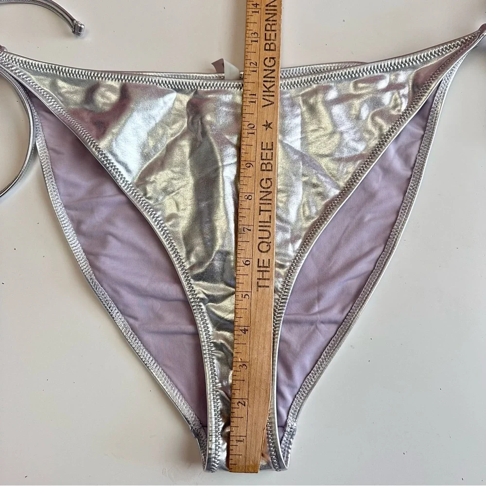 NEW Skims Metallic Swim Dipped Tie Bottoms Sz 3XL in Nickel